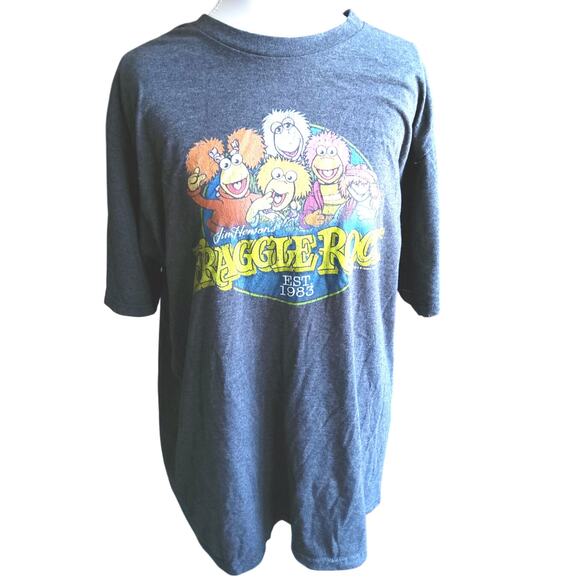 Vintage Fraggle Rock Charcoal gray tshirt Men's L 1980s Licensed - Picture 1 of 6
